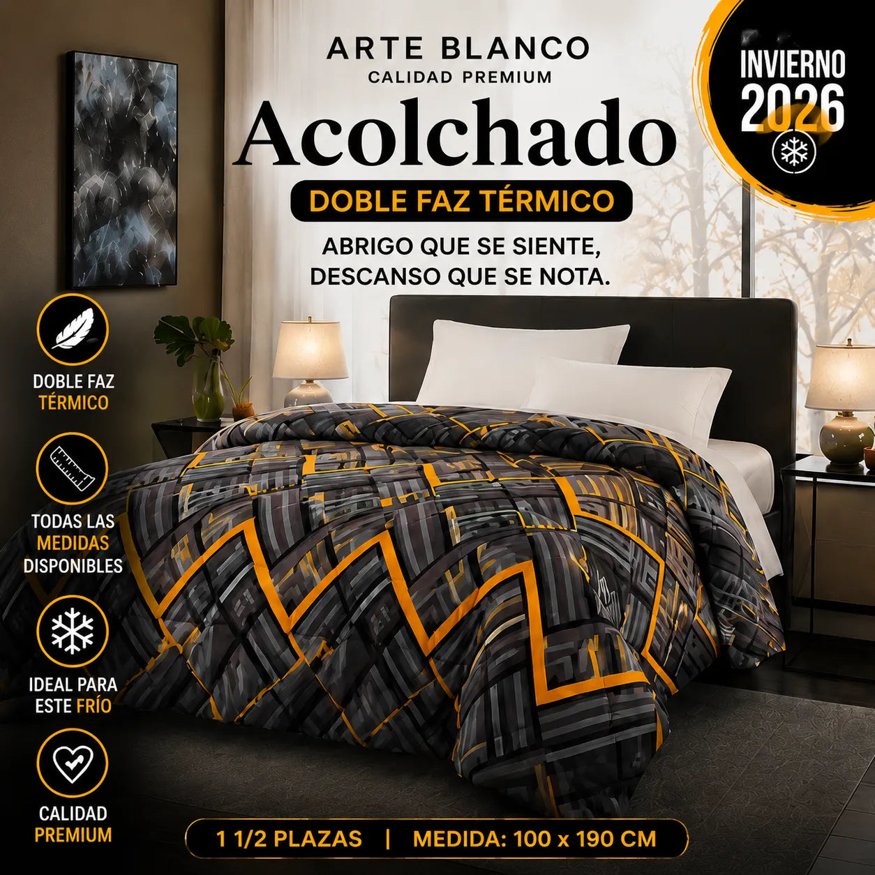 Acolchado Térmico Premium 1½ Plazas | Línea Invierno 2026