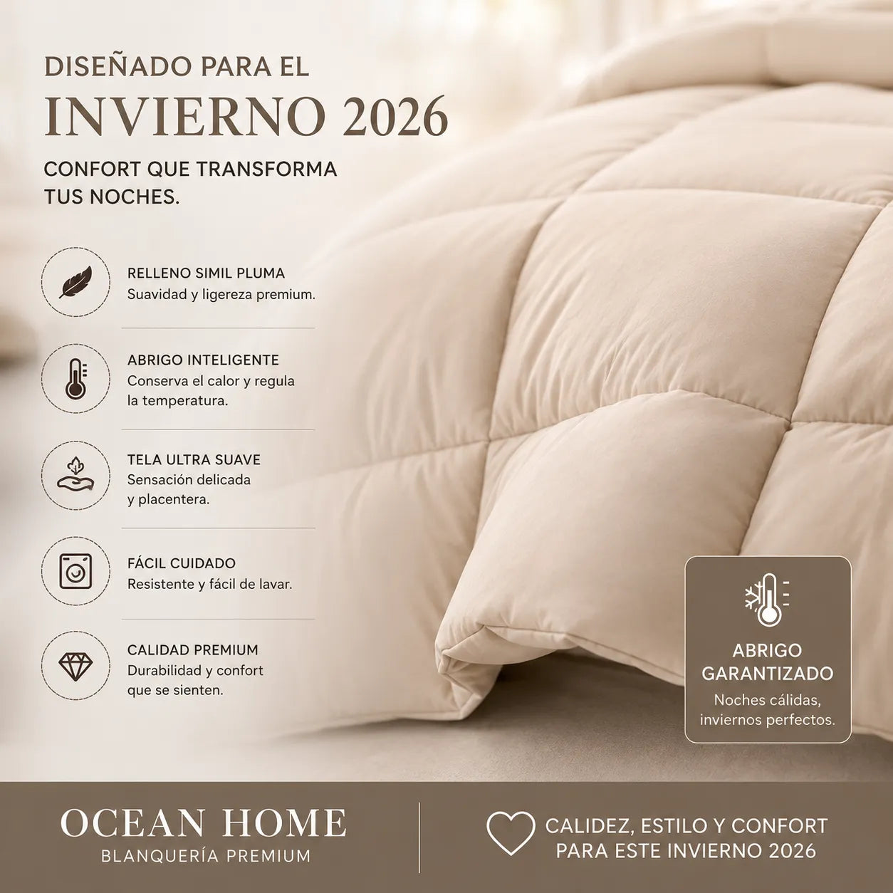 Acolchado Royal Simil Pluma Queen 2½ Plazas | Línea Invierno 2026