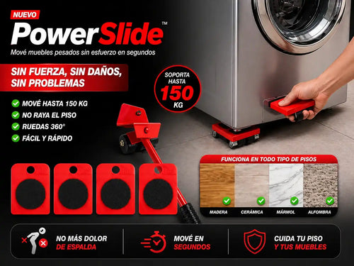 PowerSlide™ · Mové muebles pesados sin esfuerzo en segundos