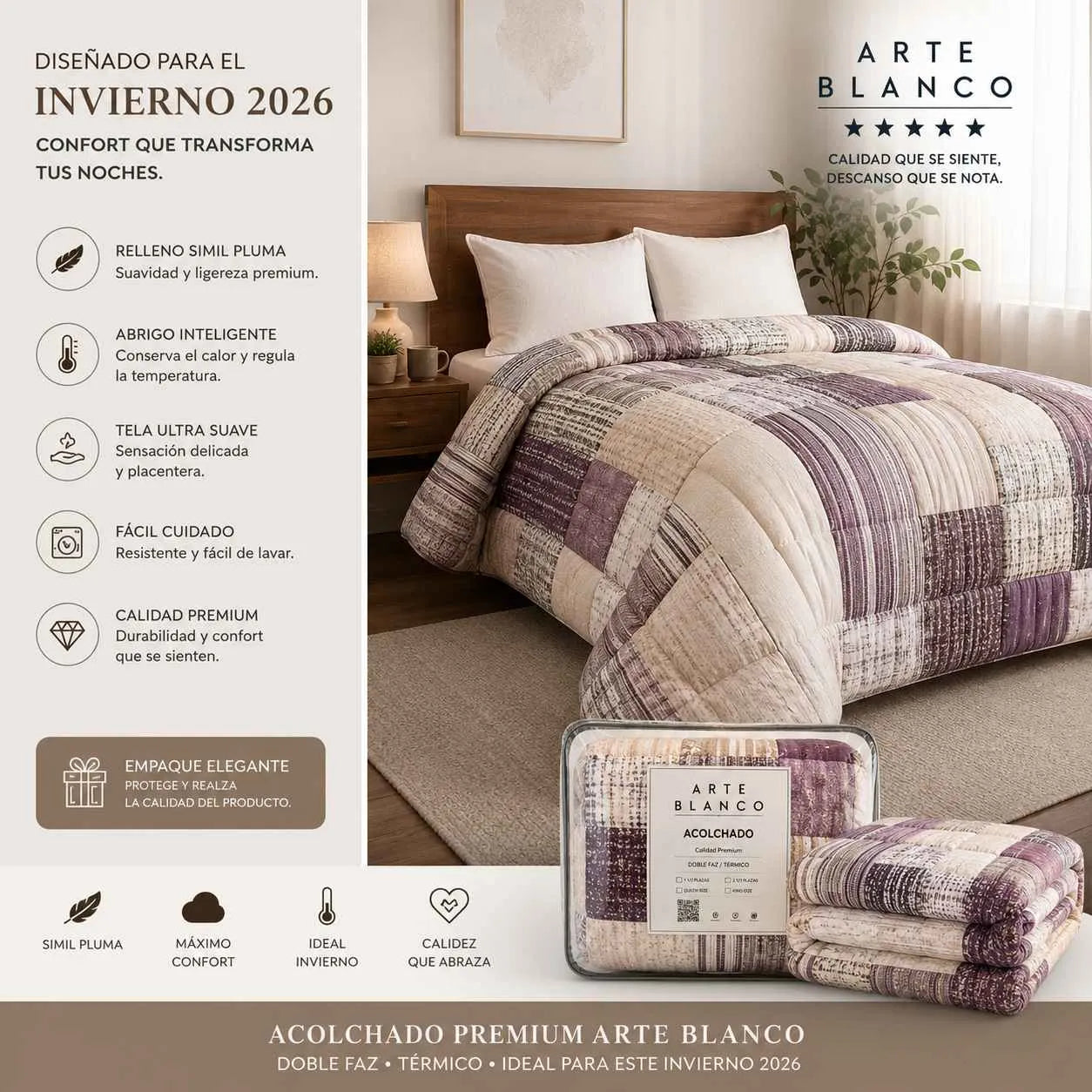 Acolchado Luxury Confort 2½ Plazas | Línea Invierno 2026